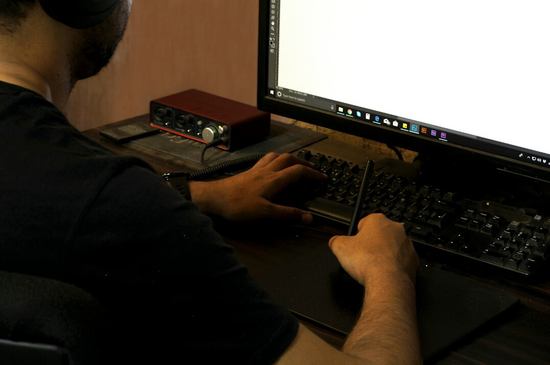 video editor at computer