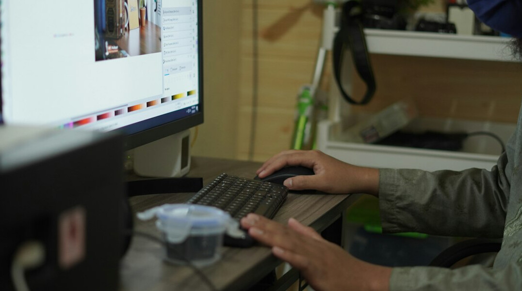 video editor at computer