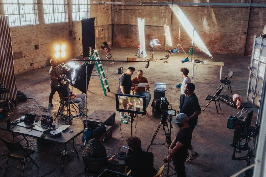 film crew on set