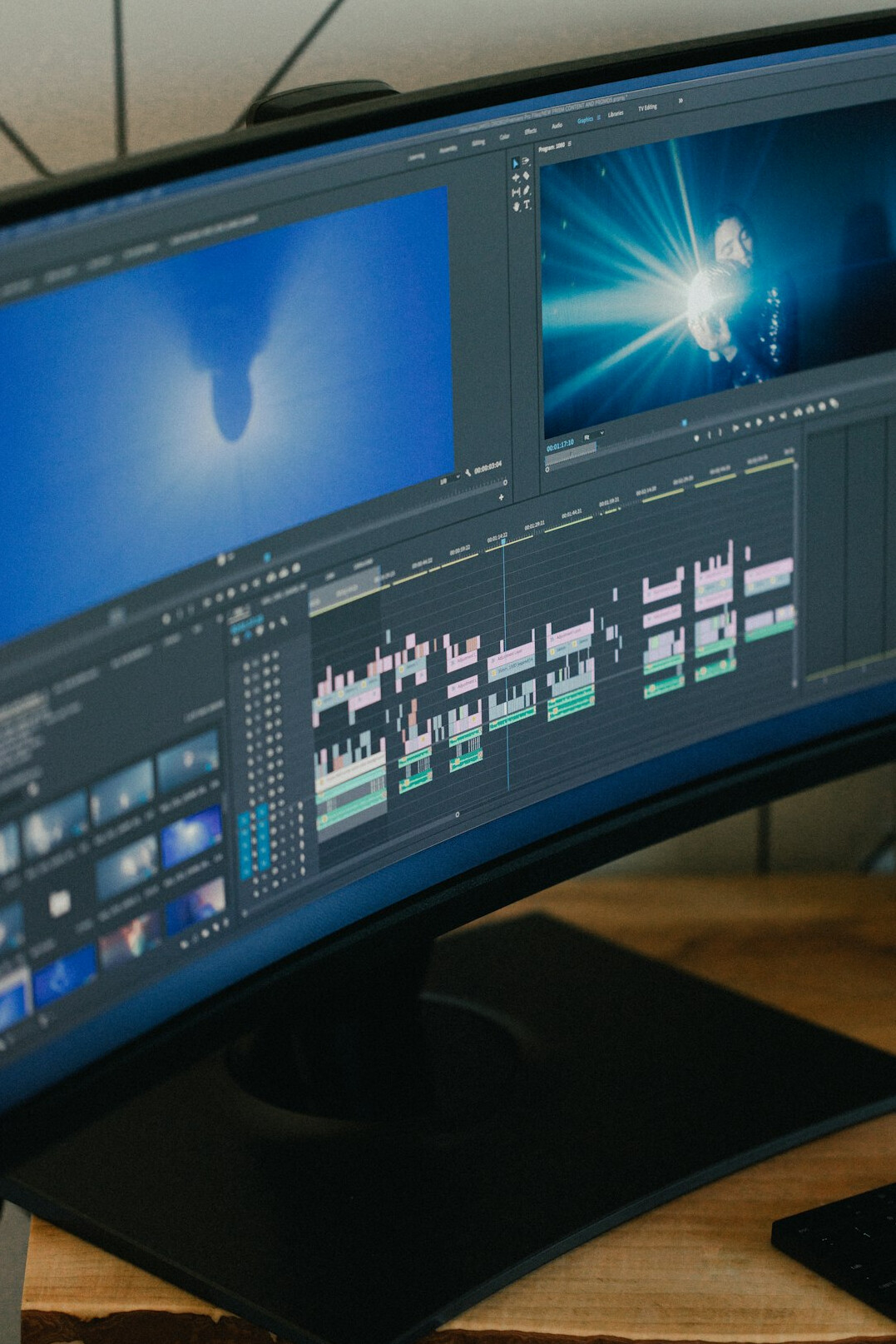 video editor at computer